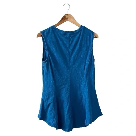 Anthropologie Eri + Ali Evie Pure Cotton Sleevless Peplum Flowing Blouse - Picture 2 of 5